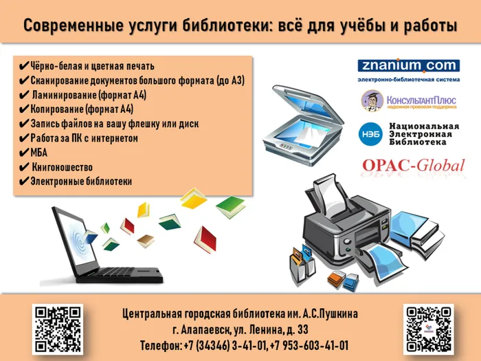 Услцги библиотеки